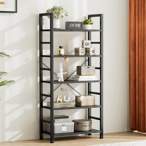 CONCETTA 5-Tier Bookcase - Tall Bookshelf Modern Book Case for Books, Garage Kit, CDs, Movies,  for Bedroom Home Office Kitchen Living Room