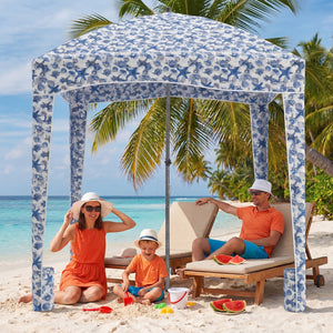 SHOUFTW Beach Cabana - 6 x 6 ft Cool Beach with Detachable Side Wall & Carry Bag, UPF 50+ for Beach, Camping, Park