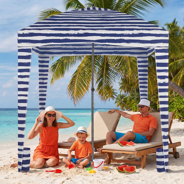 SHOUFTW Beach Cabana - 6 x 6 ft Cool Beach with Detachable Side Wall & Carry Bag, UPF 50+ for Beach, Camping, Park