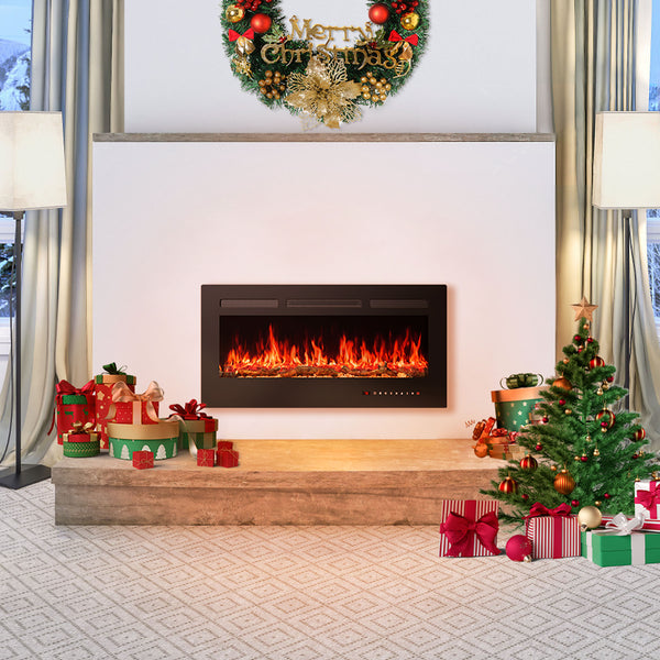 SHOUFTW Electric Fireplace Heater, 5000BTU Recessed Fireplace Insert, Wall‑Mounted & Freestanding for Indoor Living Room Bedroom Office Decor