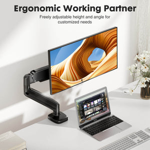 JOINSUN Dual Monitor Stand - Adjustable Gas Spring Monitor Desk Mount Swivel Vesa Bracket with C Clamp, Grommet Mounting Base for 15 to 32 Inch Computer Screens