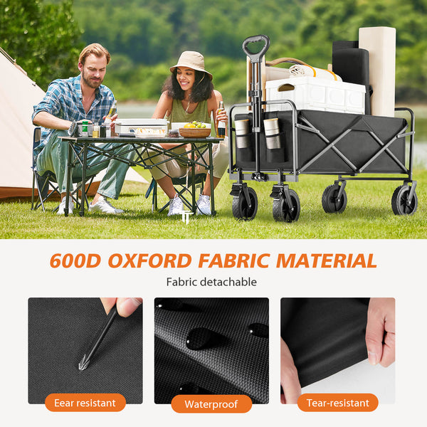 CONCETTA Wagons Carts Foldable with All-Terrain Wheels - foldable, extra large capacity, with drink holder, Suitable for Camping Sports Outdoor Activities