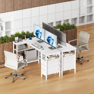47"L Shaped Computer Desk with 3 Drawers, Power Outlets, USB Ports, and Monitor Stand, Corner Gaming Desk for Home Office