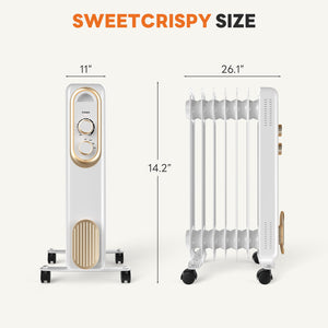 1500W Oil Filled Radiator Heater, Portable Electric Space Heater with Thermostat, Quiet & Safe