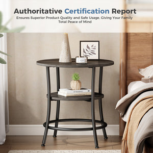 CONCETTA 2-Tier Small Round Side Table, Bedside Nightstand with Sturdy 70lbs Top Capacity, End Table for Living Room, Bed Room & Small Spaces
