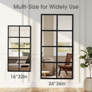 CONCETTA Wall Mirror, Window Decoration, Metal Framed Wall-Mounted for Bedroom, Living Room, Entryway, Black
