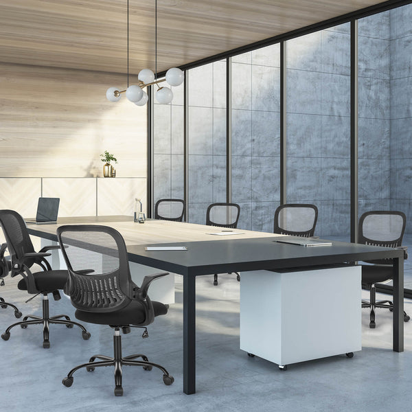 CONCETTA Office Computer Desk Chair-Ergonomic Chair with Wheels, Comfortable Lumbar Support, Comfy Flip-up Arms for Home, Office