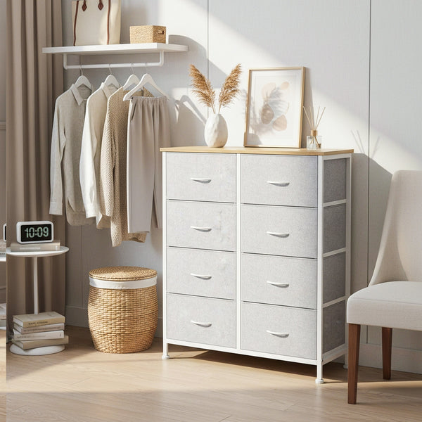 CONCETTA 8-Drawer Fabric Dresser, Storage Organizer Cabinet for Living Room, Bedroom, Office
