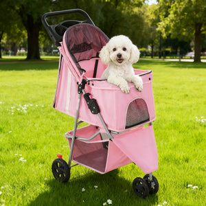 CONCETTA 3-Wheel Foldable and Waterproof Pet Stroller - Jogger Stroller for Small and Medium Dogs and Cats with Cup Holder and Removable Liner