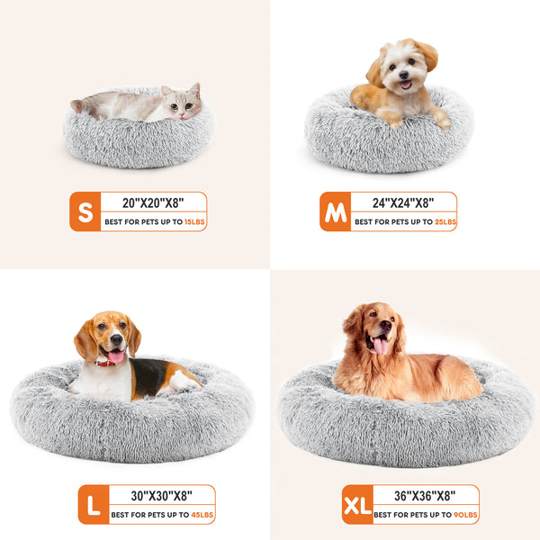 JOINSUN Dog Bed-Soft and Comfortable, Washable, Donut Shape, Multiple Sizes, Suitable for Cats and Dogs and Other Pets