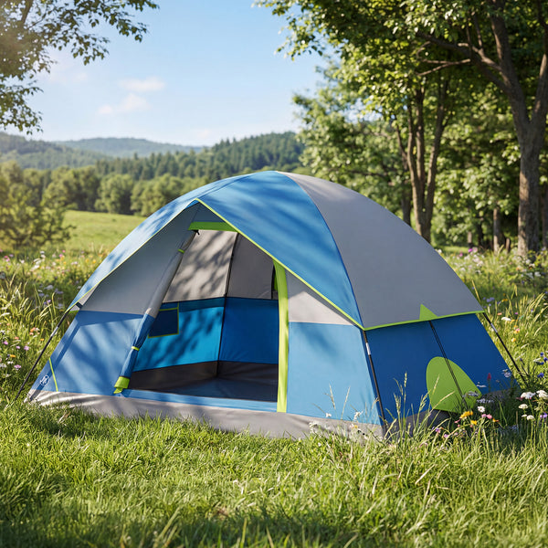 SHOUFTW 2-4 Person Waterproof Camping Tent with Rainfly, Easy Setup Dome Tent with Mesh Windows & Skylight Vent, Lightweight Portable Tent for Outdoor Camping, Hiking, Festivals & Backyard