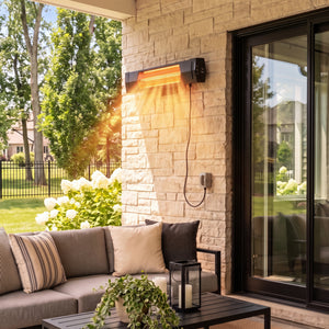 CONCETTA 5000 BTU Wall Mount Infrared Patio Heater, 1500W Outdoor Heater with Remote & 24H Timer, for Patio, Deck, Backyard & Garage,Black