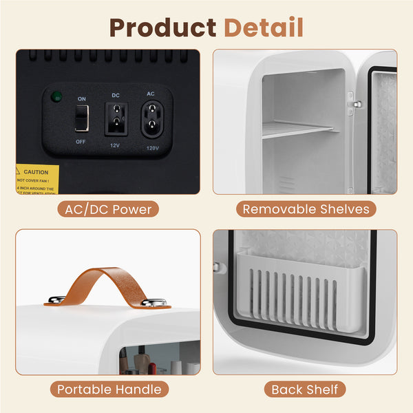 CONCETTA Mini Refrigerator 4L/7 Can, Compact Small Fridge, Cosmetics Cooler for RV Use, Skincare, Food, Drinks