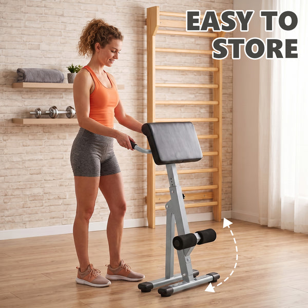 CONCETTA Roman Chair Hyperextension Bench, Adjustable Back Extension Machine with Foldable Design, Heavy Duty Frame for Glutes, Hamstrings & Core Workout