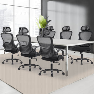 CONCETTA Ergonomic office chair - high back with wheels, adjustable headrest and flip-up armrests for bedroom, study, living room, office