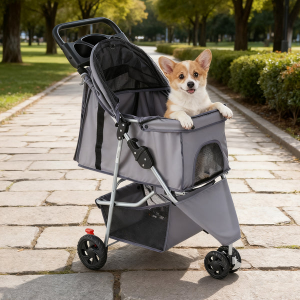 CONCETTA 3-Wheel Foldable and Waterproof Pet Stroller - Jogger Stroller for Small and Medium Dogs and Cats with Cup Holder and Removable Liner