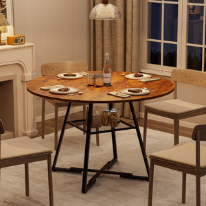 CONCETTA Round Extendable Dining Table for 4-8 People, Space-Saving Wood Kitchen Table with Pedestal Base & Storage Shelf, Modern Expandable Oval Dining Table for Home & Apartment