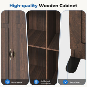 CONCETTA 71 inch Wooden Storage Cabinet, Freestanding Cupboard, 4-Tier Home Organizer for Kitchen, Living Room, Bedroom, Pantry