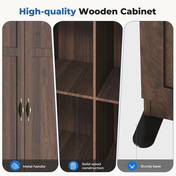 CONCETTA 71 inch Wooden Storage Cabinet, Freestanding Cupboard, 4-Tier Home Organizer for Kitchen, Living Room, Bedroom, Pantry