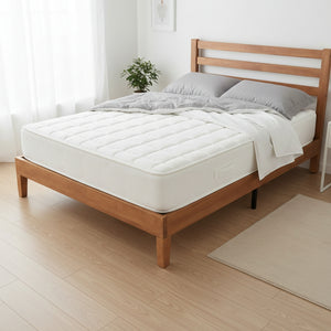 Wood Bed Frame with Headboard, Walnut Finish, Sturdy Slat Support, Ideal for Bedroom and Guest Room