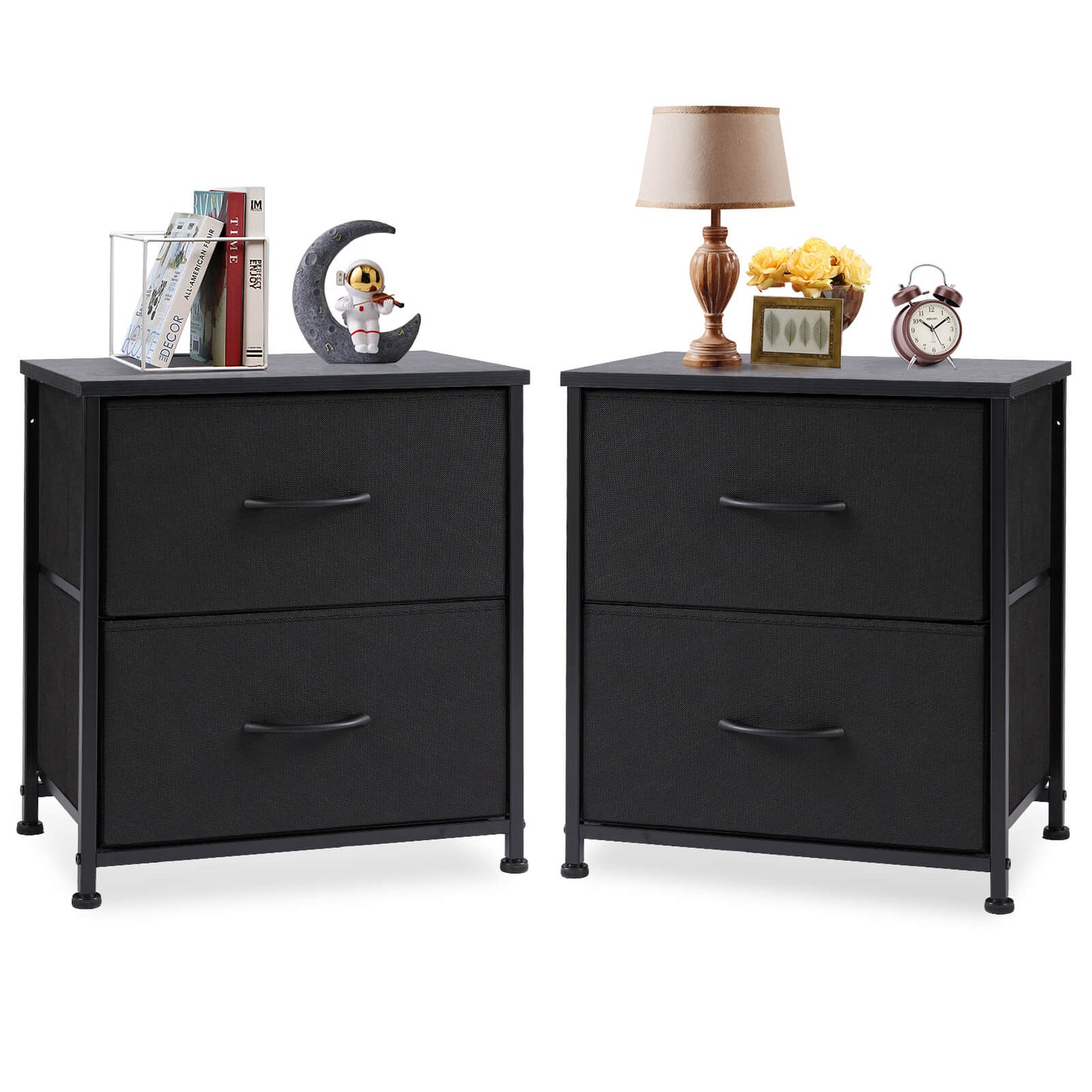CONCETTA 2 Piece Nightstand Set - 2 Storage Drawers, Bedside Furniture End Table, Suitable for Living Room, Bedroom, Closet