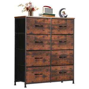 CONCETTA Tall Dresser Fabric Storage Tower with 8 Fabric Bins Drawers,Wooden Top for Living Room, Closet, Entryway, Bedroom