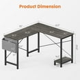 CONCETTA 49 Inch Modern L Shaped Computer Desk with Lower Storage Shelf & Side Bag, Two-Way Convertible Corner Gaming Table for Home Office