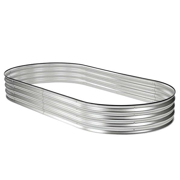 CONCETTA Galvanized Raised Garden Bed Kit with Safe Rubber Edging, Oval Metal Planter Box for Vegetables, Flowers, Herbs for Outdoor Gardening