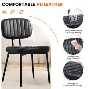 CONCETTA Dining Chairs Set of 2, Modern Kitchen Dining Room Accent Chairs with Faux Leather Cushion Seat & Metal Legs for Kitchen, Living Room