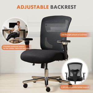 CONCETTA Ergonomic Home Office Adjustable Lumbar Support and Wheels, 3D Armrest, Wide Heavy Duty Computer Task Chairs for Adults