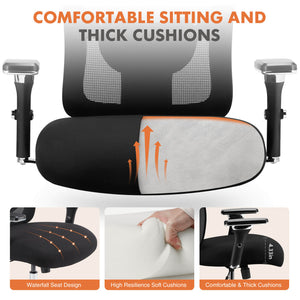 CONCETTA Ergonomic Home Office Adjustable Lumbar Support and Wheels, 3D Armrest, Wide Heavy Duty Computer Task Chairs for Adults
