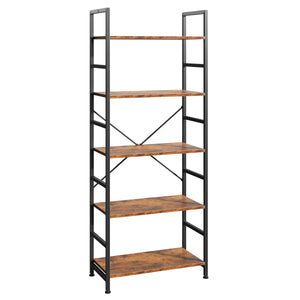 CONCETTA Bookshelf Small Industrial Storage Shelf & Shelves, Metal Bookcase for Home Office, Living Room, Bedroom
