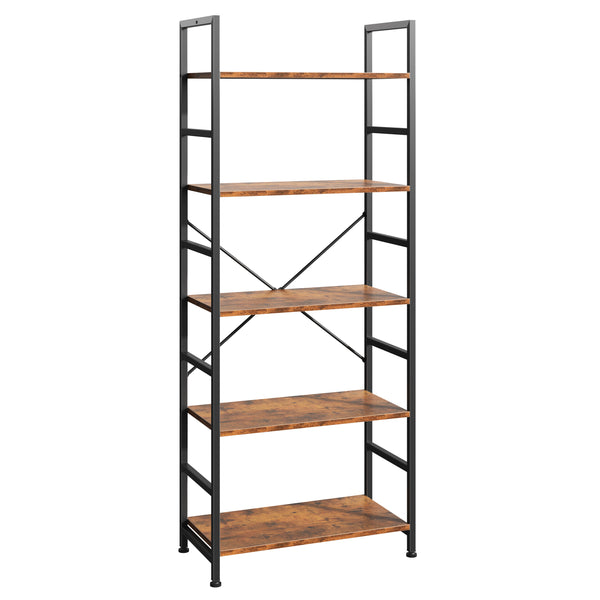 CONCETTA Bookshelf Small Industrial Storage Shelf & Shelves, Metal Bookcase for Home Office, Living Room, Bedroom