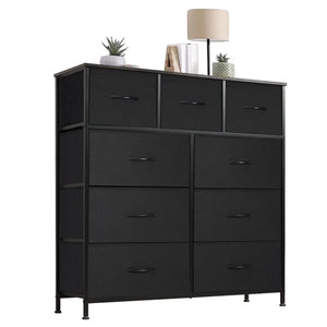 CONCETTA Tall Dresser Fabric Storage Tower with 9 Fabric Bins Drawers,Wooden Top for Living Room, Closet, Entryway