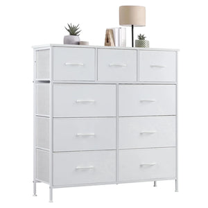 CONCETTA Tall Dresser Fabric Storage Tower with 9 Fabric Bins Drawers,Wooden Top for Living Room, Closet, Entryway