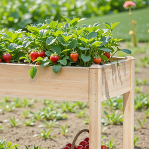CONCETTA Wooden Raised Garden Bed - Elevated Planter Box with Drainage & Liner for Backyard/Patio/Balcony