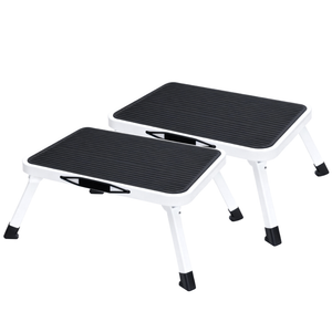 Foldable car wash stool with carrying handle and non-slip platform, single-step rubber foot ladder, supports up to 330 lbs, sturdy metal folding stool, suitable for RVs, trucks, home kitchen