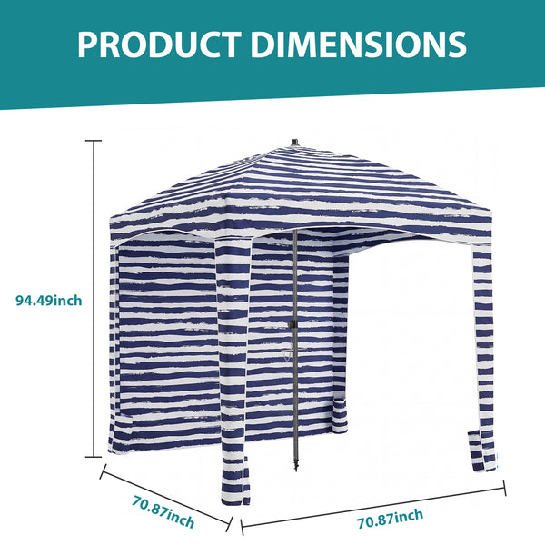 SHOUFTW Beach Cabana - 6 x 6 ft Cool Beach with Detachable Side Wall & Carry Bag, UPF 50+ for Beach, Camping, Park