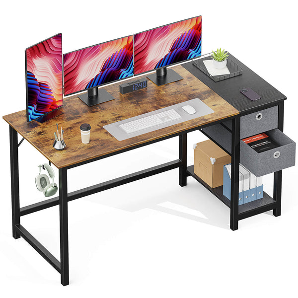 CONCETTA Computer Desk -40/47/55 inch Desk Study Desk with 2 Drawer Storage Shelf Headphone Hook for Bedroom, Game Room, Office, Living Room