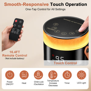 CONCETTA 25" Tower Space Heater,1500W Electric Heater with Remote,15H Timer,Child Lock,60° Oscillation,for Indoor, Living Room, Bedroom, Office & Home