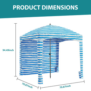 SHOUFTW Beach Cabana - 6 x 6 ft Cool Beach with Detachable Side Wall & Carry Bag, UPF 50+ for Beach, Camping, Park