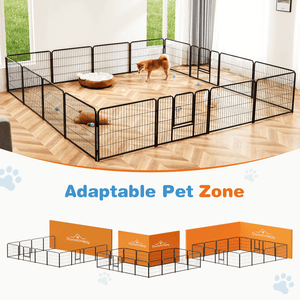 CONCETTA Dog Playpen - Collapsible Portable Pet Pen, High Metal Sport Puppy Pen with Gate for Garden, Patio, RV Camping