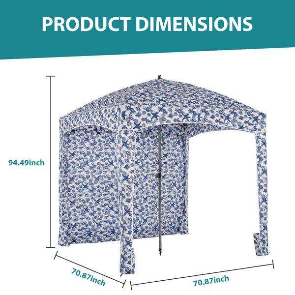 SHOUFTW Beach Cabana - 6 x 6 ft Cool Beach with Detachable Side Wall & Carry Bag, UPF 50+ for Beach, Camping, Park