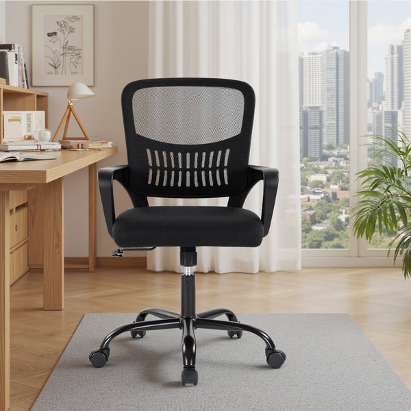 CONCETTA Ergonomic Mid-Back Office Chair with Lumbar Support, Adjustable Height, Rocking Mode, 360° Swivel for Home or Meeting Room