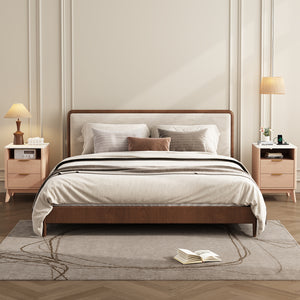 CONCETTA Fluted Nightstand with Charging Station, Faux Marble Top Bedside Table with 2 Drawers and Open Shelf for Bedroom, Living Room