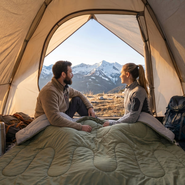CONCETTA Lightweight Double Sleeping Bag for Adults in Cold & Warm Weaher, Waterproof & Machine Washable for Camping/Backpacking/Hiking