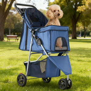 CONCETTA 3-Wheel Foldable and Waterproof Pet Stroller - Jogger Stroller for Small and Medium Dogs and Cats with Cup Holder and Removable Liner