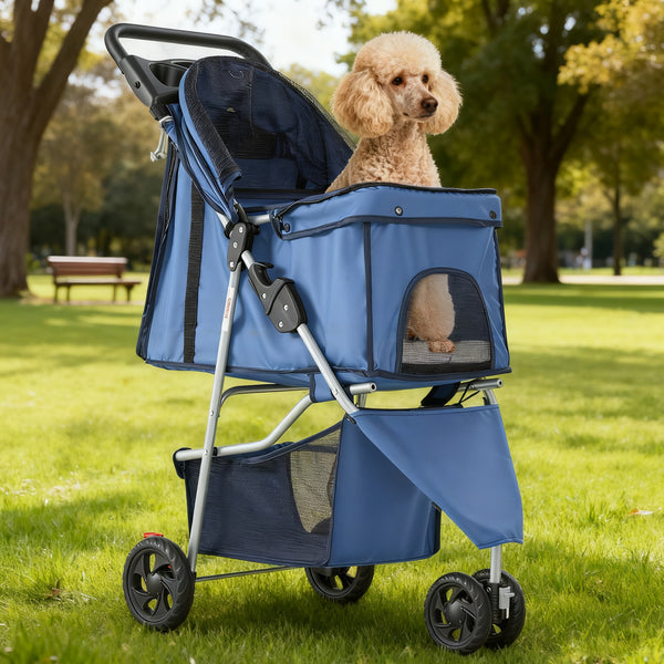 CONCETTA 3-Wheel Foldable and Waterproof Pet Stroller - Jogger Stroller for Small and Medium Dogs and Cats with Cup Holder and Removable Liner