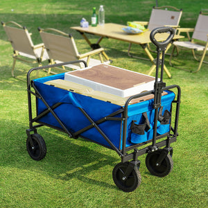 CONCETTA Collapsible Foldable Wagon Cart-with All-Terrain Wheels, Heavy Duty Utility Grocery Wagon with Drink Holders for Shopping Sports Camping