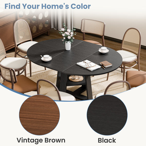 CONCETTA Extendable Dining Table for 4-8, Space-Saving with Storage Shelf, Adjustable Oval Design for Kitchen and Living Room